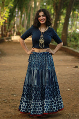 Ghumar | Tiered Long Skirt | Indigo Daboo