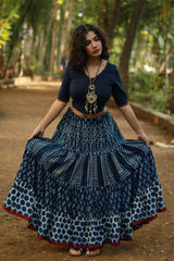 Ghumar | Tiered Long Skirt | Indigo Daboo