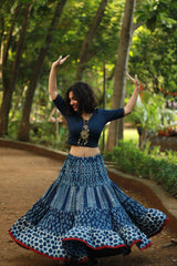 Ghumar | Tiered Long Skirt | Indigo Daboo