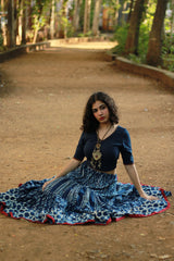 Ghumar | Tiered Long Skirt | Indigo Daboo