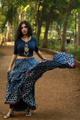 Ghumar | Tiered Long Skirt | Indigo Daboo