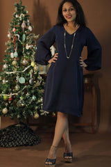 Diva | Bell Sleeves Modal Dress | Sapphire Blue
