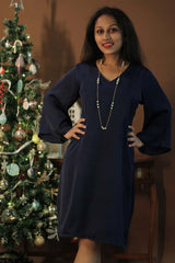Diva | Bell Sleeves Modal Dress | Sapphire Blue