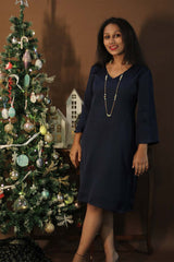 Diva | Bell Sleeves Modal Dress | Sapphire Blue
