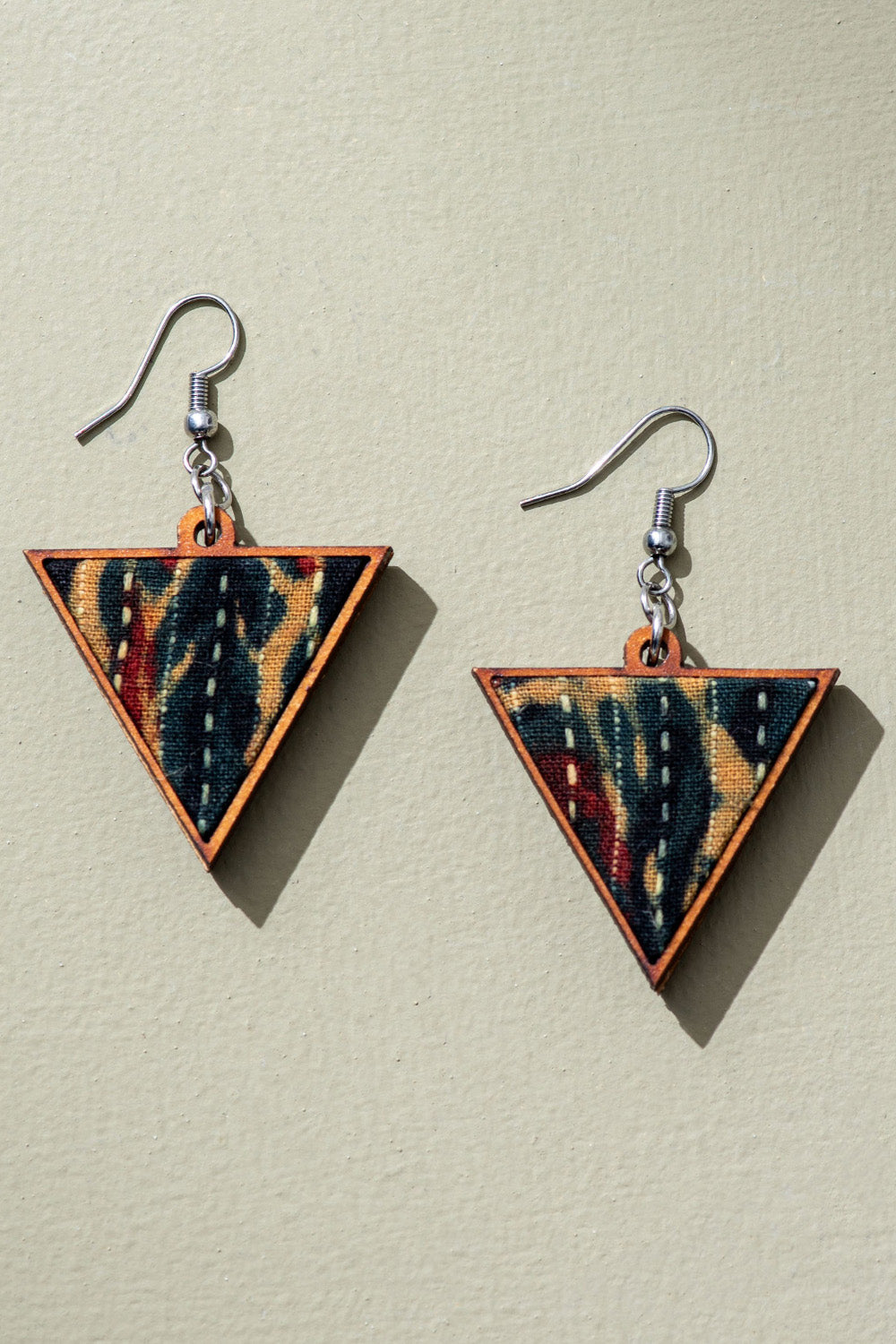 Abira | Chindi Fabric & Wood Earrings | Green