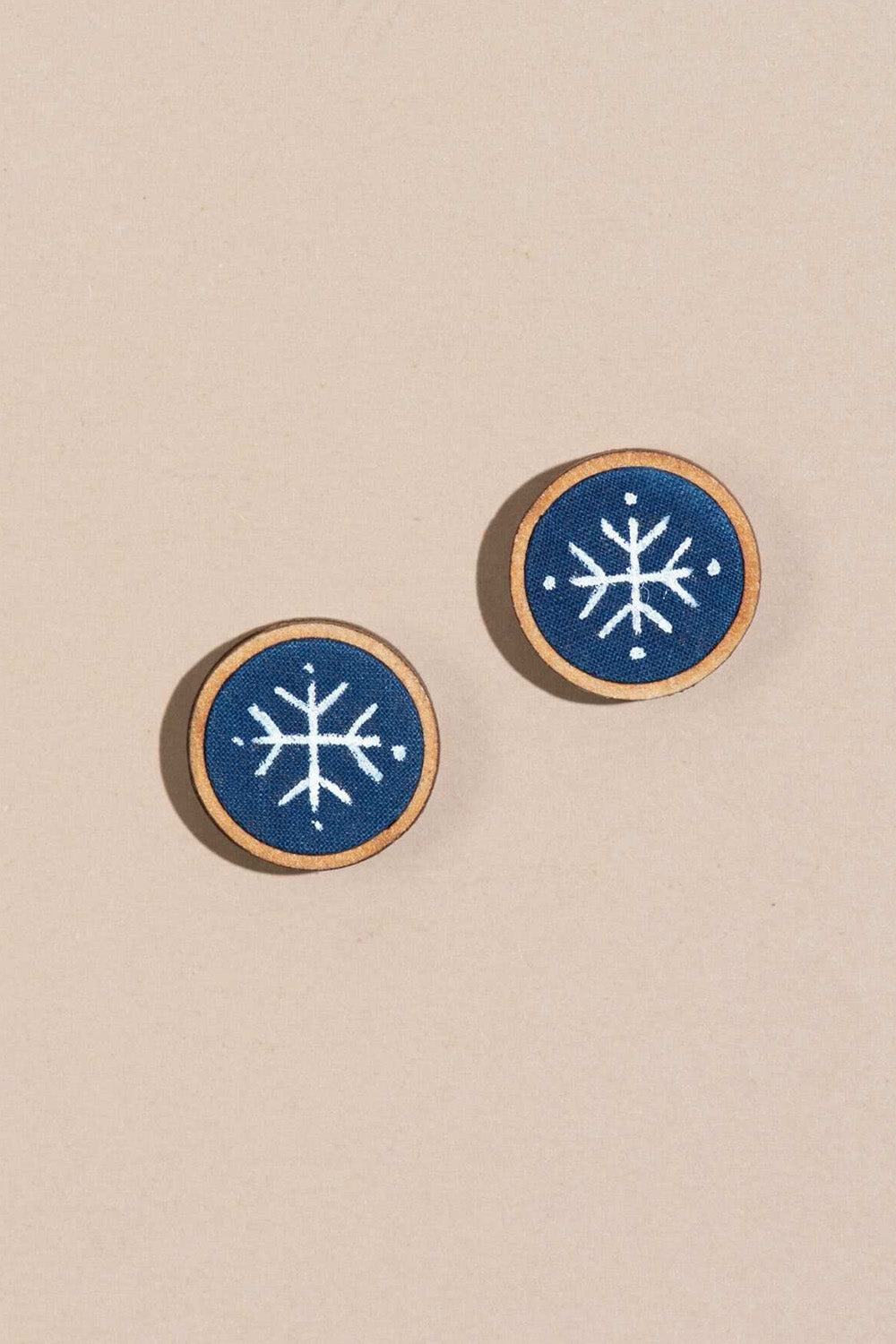 Abira | Chindi Fabric & Wood Earrings | Blue