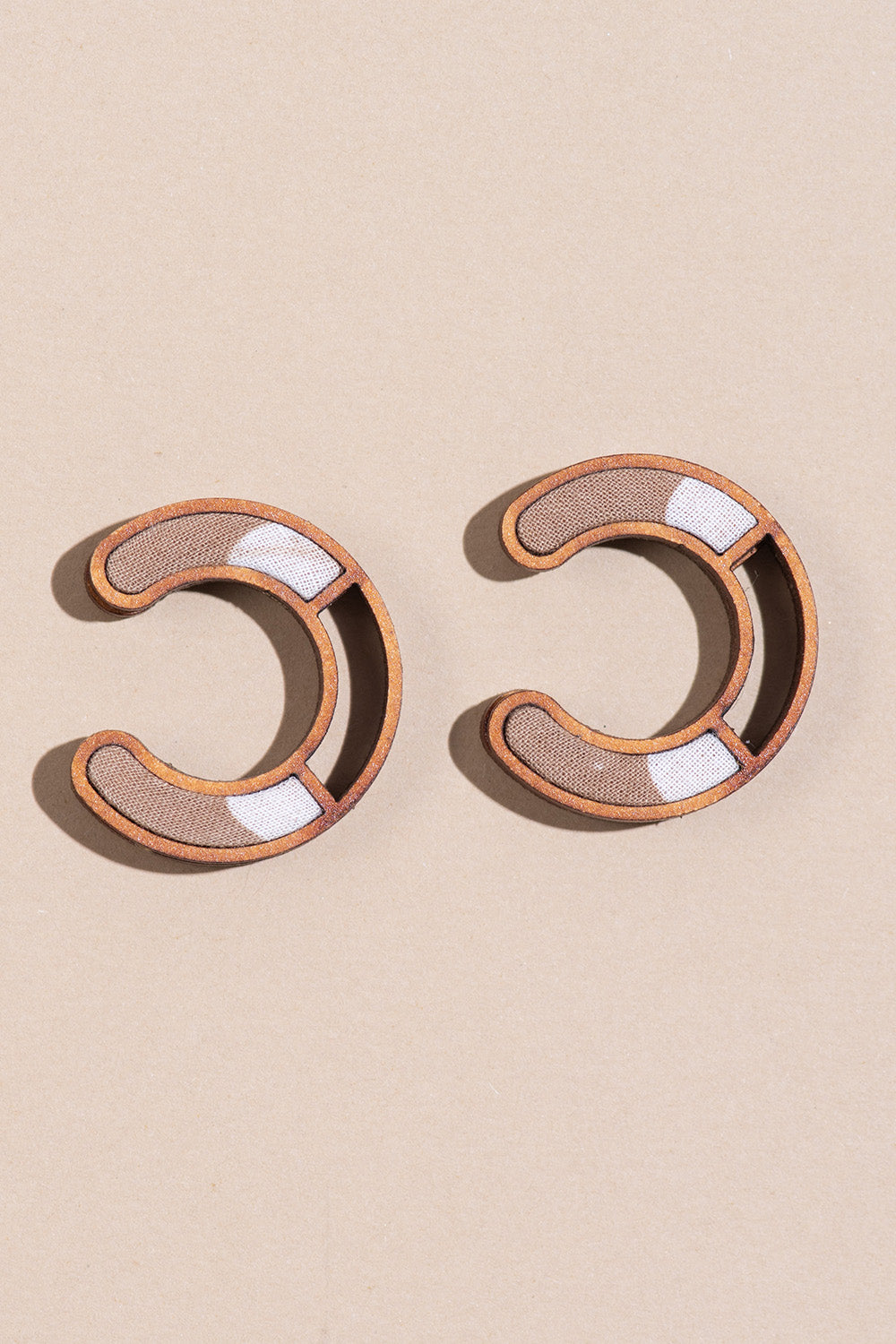 Abira | Chindi Fabric & Wood Earrings | Beige