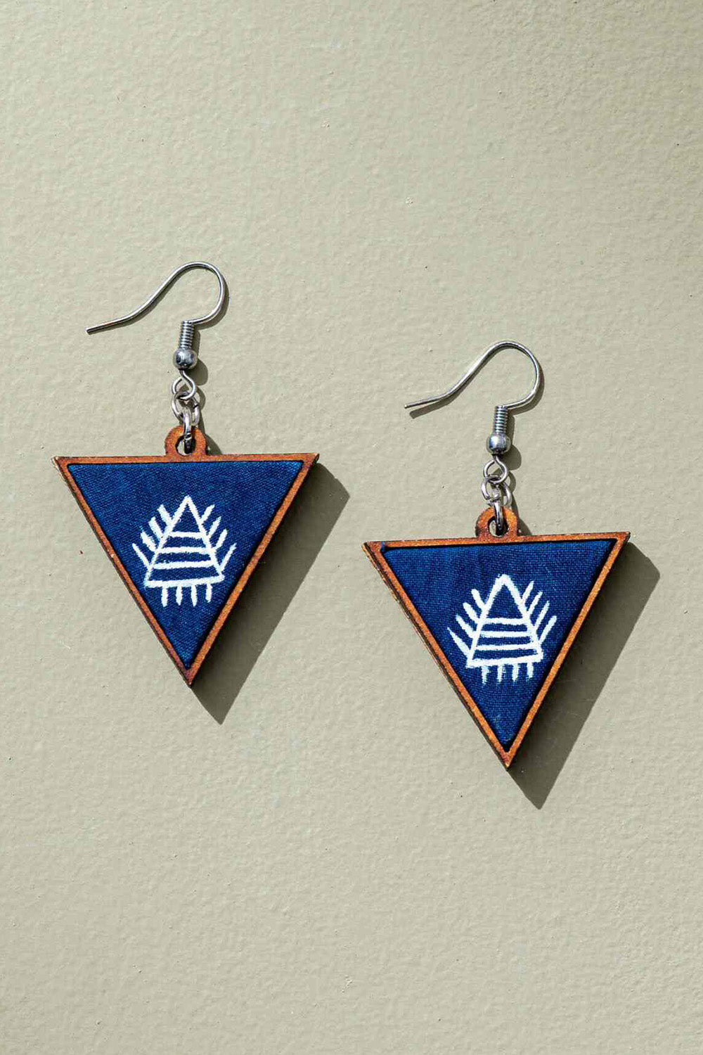 Abira | Chindi Fabric & Wood Earrings | Blue