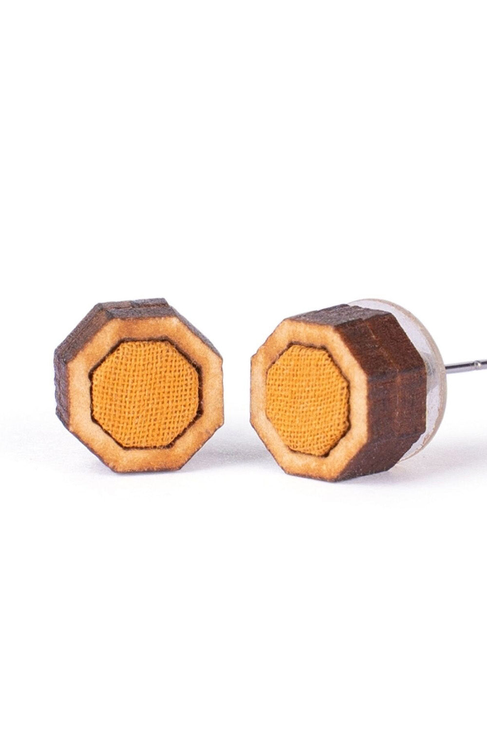 Abira | Chindi Fabric & Wood Earrings | Mustard
