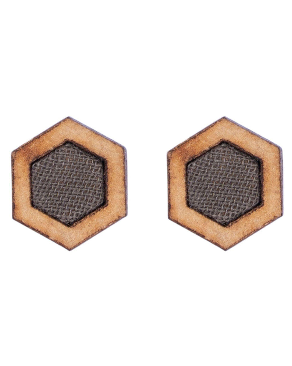 Abira | Chindi Fabric & Wood Earrings | Grey