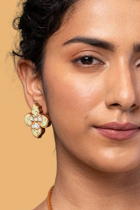 Abira | Chindi Fabric & Wood Earrings | Green