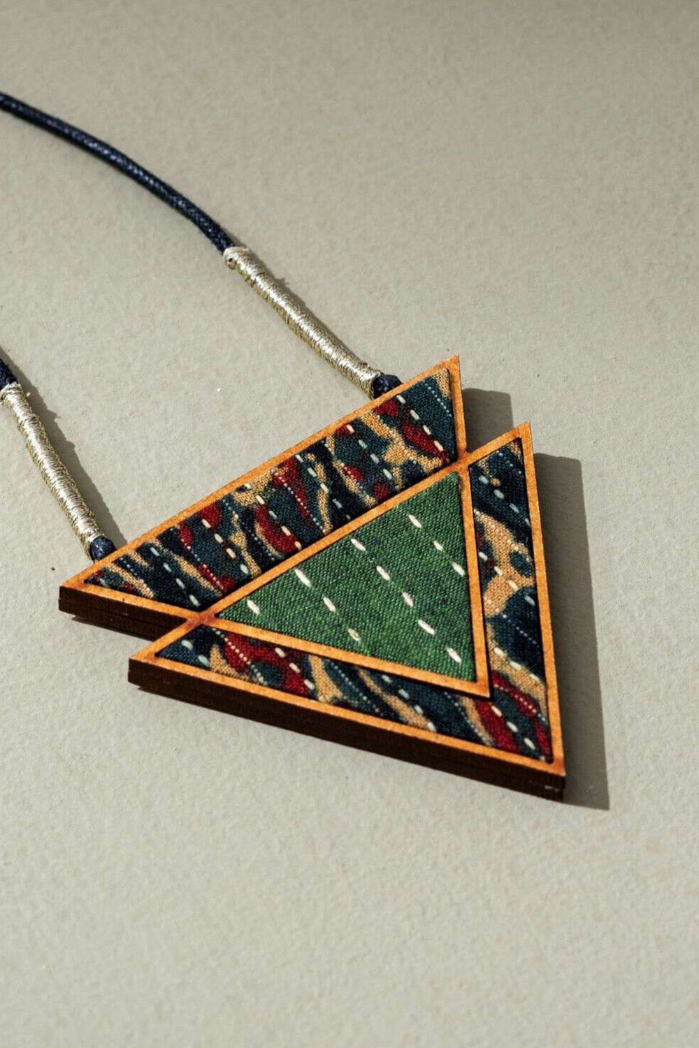Abira | Chindi Fabric & Wood Necklace | Green