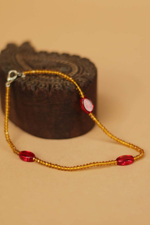 Beaded Anklet- Sand Crystals