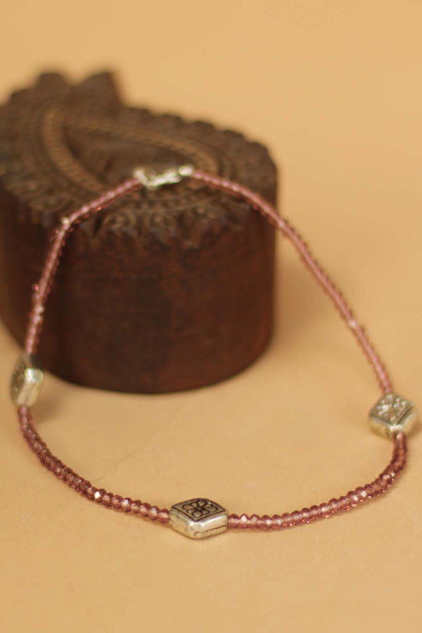 Beaded Anklet- Sienna Crystals
