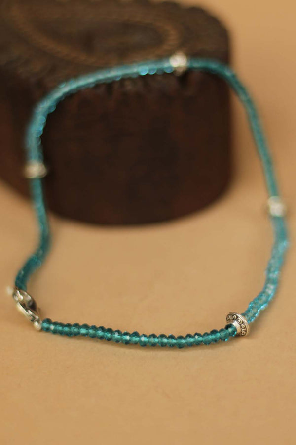 Beaded Anklet- Azure Crystals