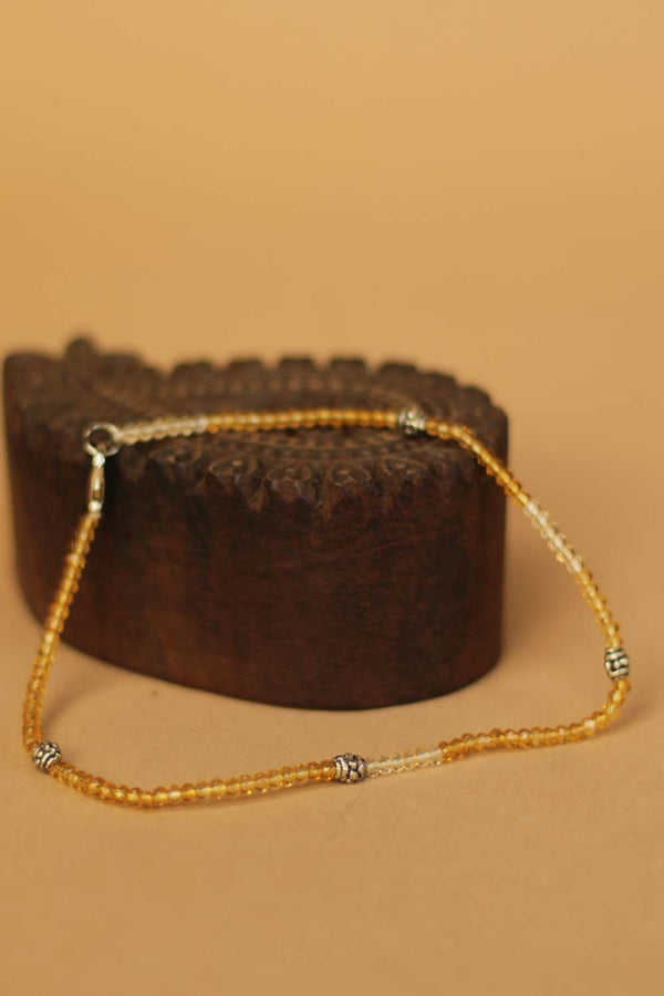 Beaded Anklet- Amber Crystals