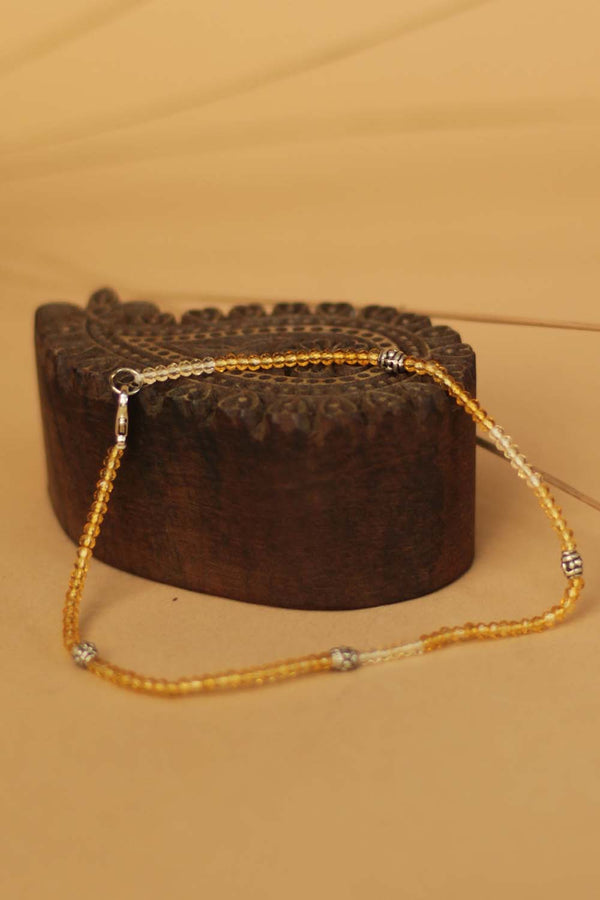 Beaded Anklet- Amber Crystals
