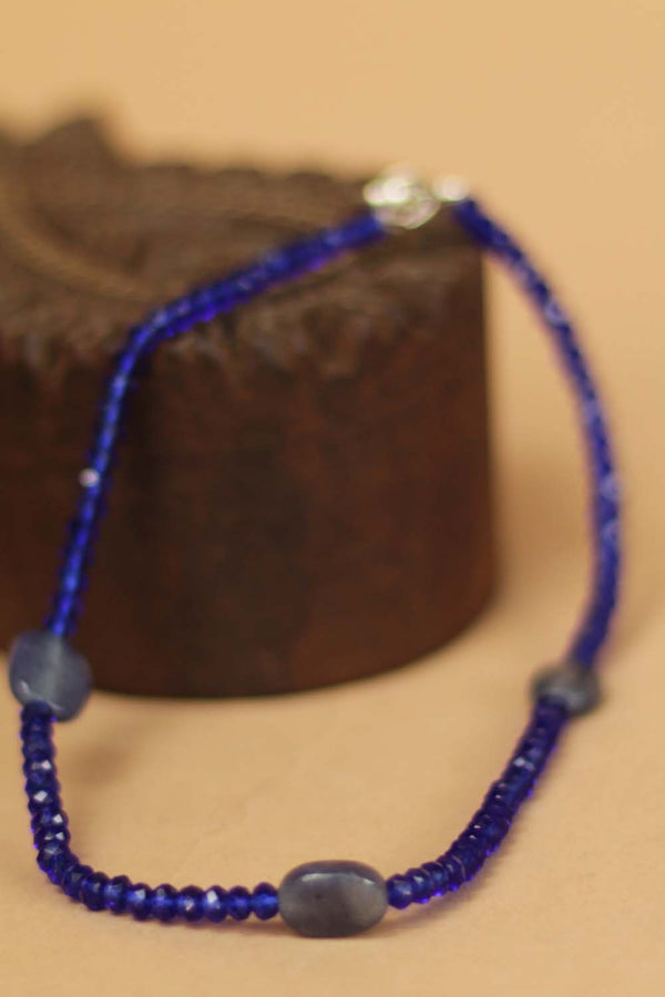 Beaded Anklet- Ultramarine Crystals