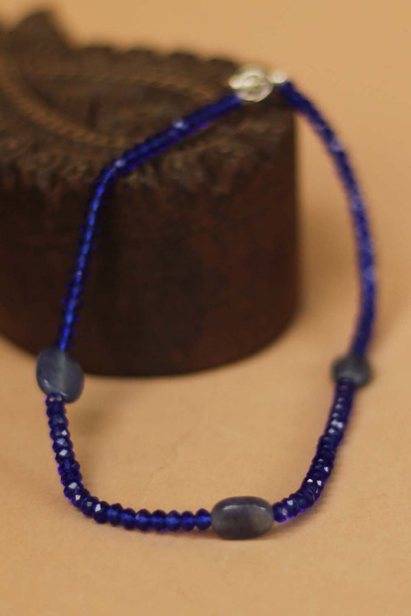 Beaded Anklet- Ultramarine Crystals