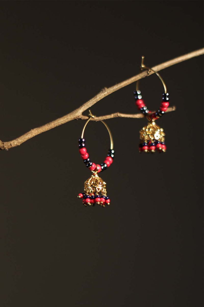 Chingari | Mini Bali Jhumka | Red & Black