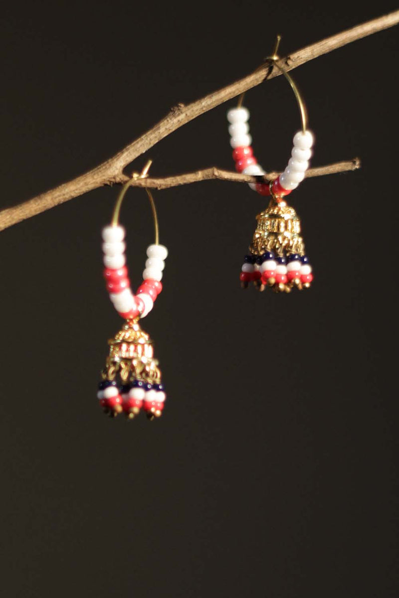 Chingari | Mini Bali Jhumka | Red & white