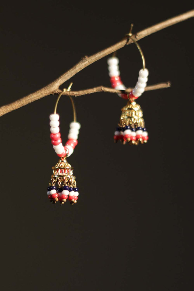 Chingari | Mini Bali Jhumka | Red & white