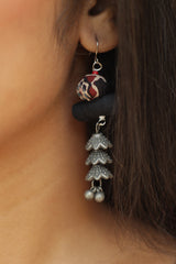 Nakhre | Chindi Cascading Flowers Earring | Noir