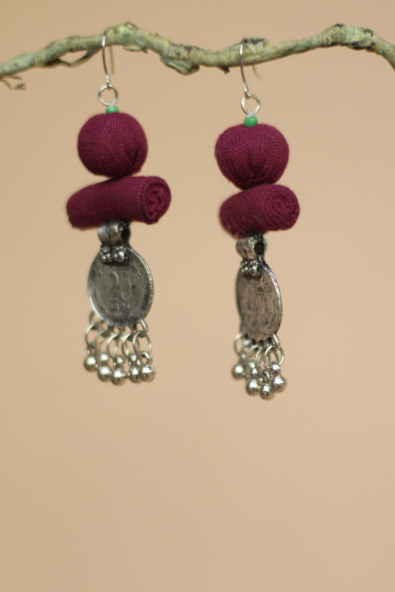Nakhre | Chindi Coin Earring | Plum