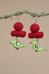 Nakhre | Chindi Chidiya Earring | Red & Parrot Green