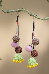 Nakhre | Chindi Potli Earrings | Mint Green Crochet Jhumka