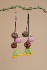 Nakhre | Chindi Potli Earrings | Mint Green Crochet Jhumka