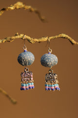 Nakhre | Potli Square Jhumka | Denim Blue Kantha