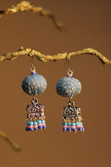 Nakhre | Potli Square Jhumka | Denim Blue Kantha