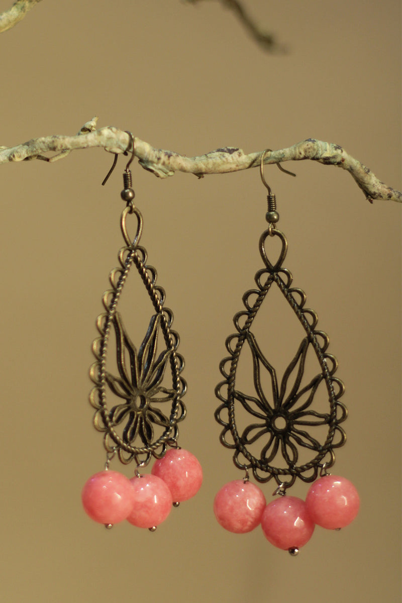 Parijat | Earrings | Pink agates