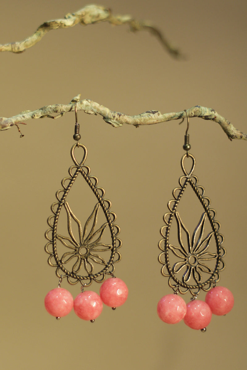 Parijat | Earrings | Pink agates
