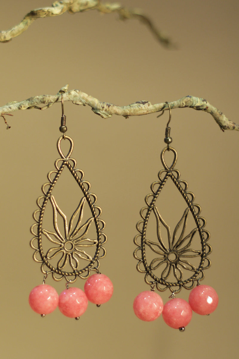 Parijat | Earrings | Pink agates