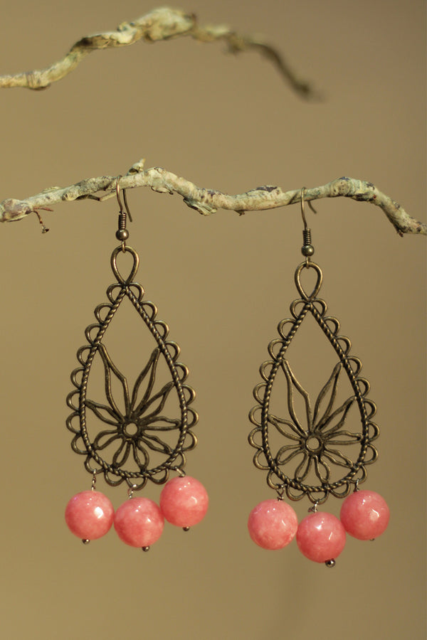Parijat | Earrings | Pink agates