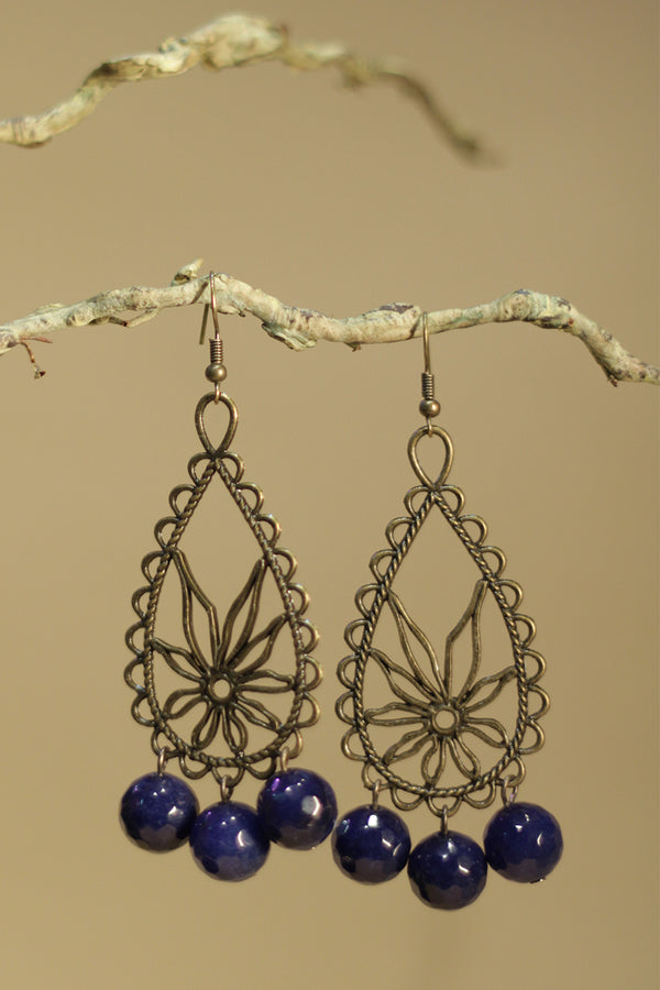Parijat | Earrings | Inky Blue agates