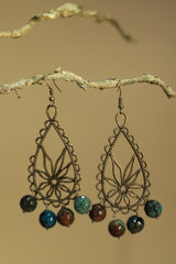 Parijat | Earrings | Moss Green & Blue agates