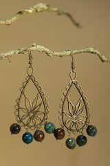 Parijat | Earrings | Moss Green & Blue agates