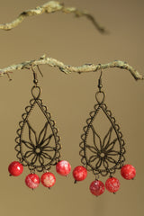 Parijat | Earrings | Red & white agates