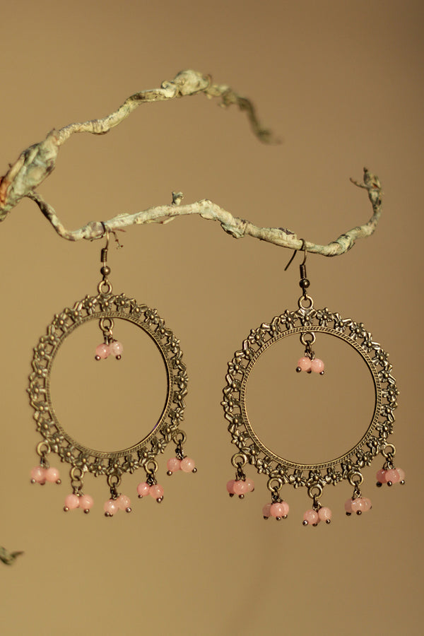 Jhankaar | Beaded Earrings | Peach Pink