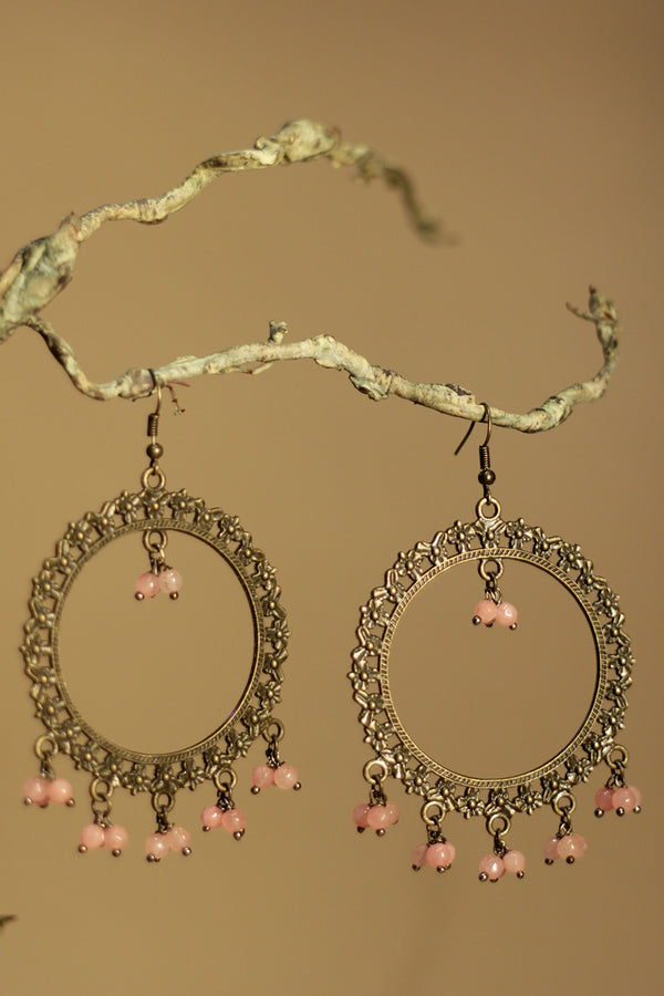 Jhankaar | Beaded Earrings | Peach Pink