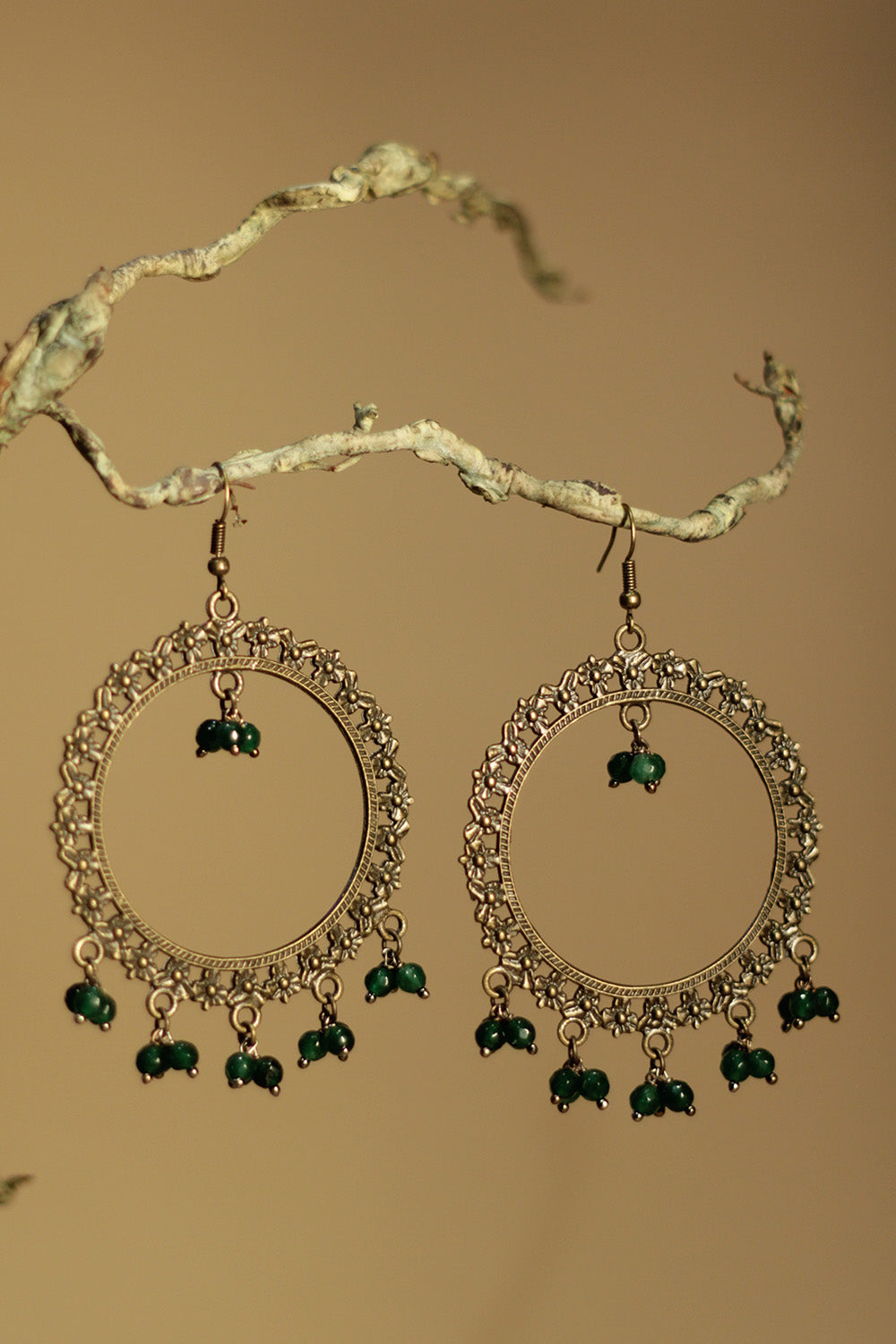 Jhankaar | Beaded Earrings | Forest Green
