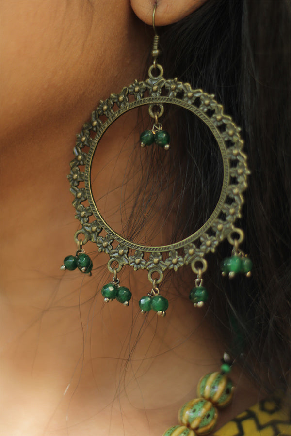 Jhankaar | Beaded Earrings | Forest Green