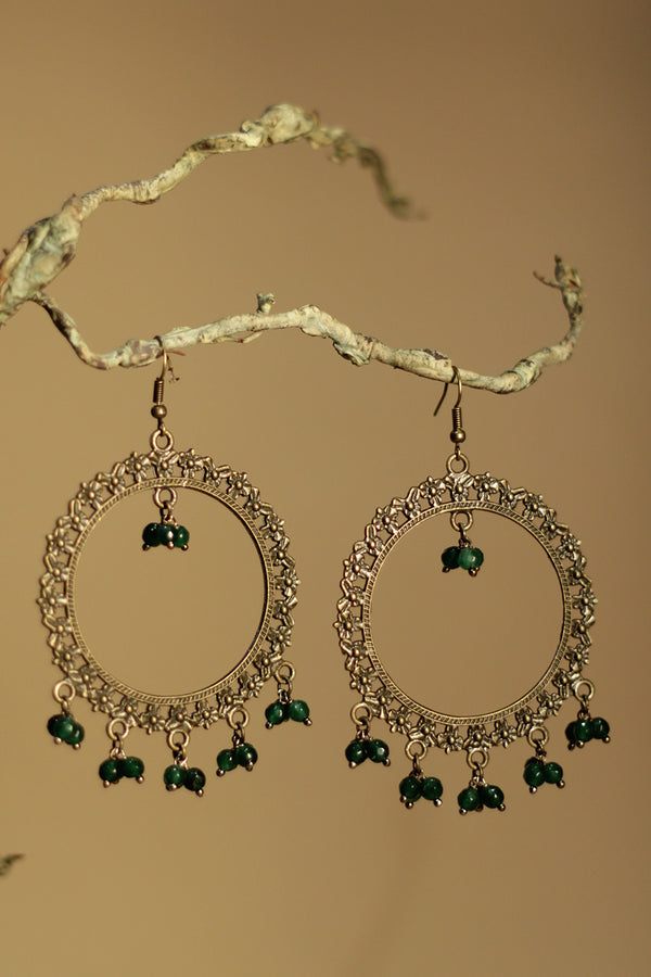 Jhankaar | Beaded Earrings | Forest Green