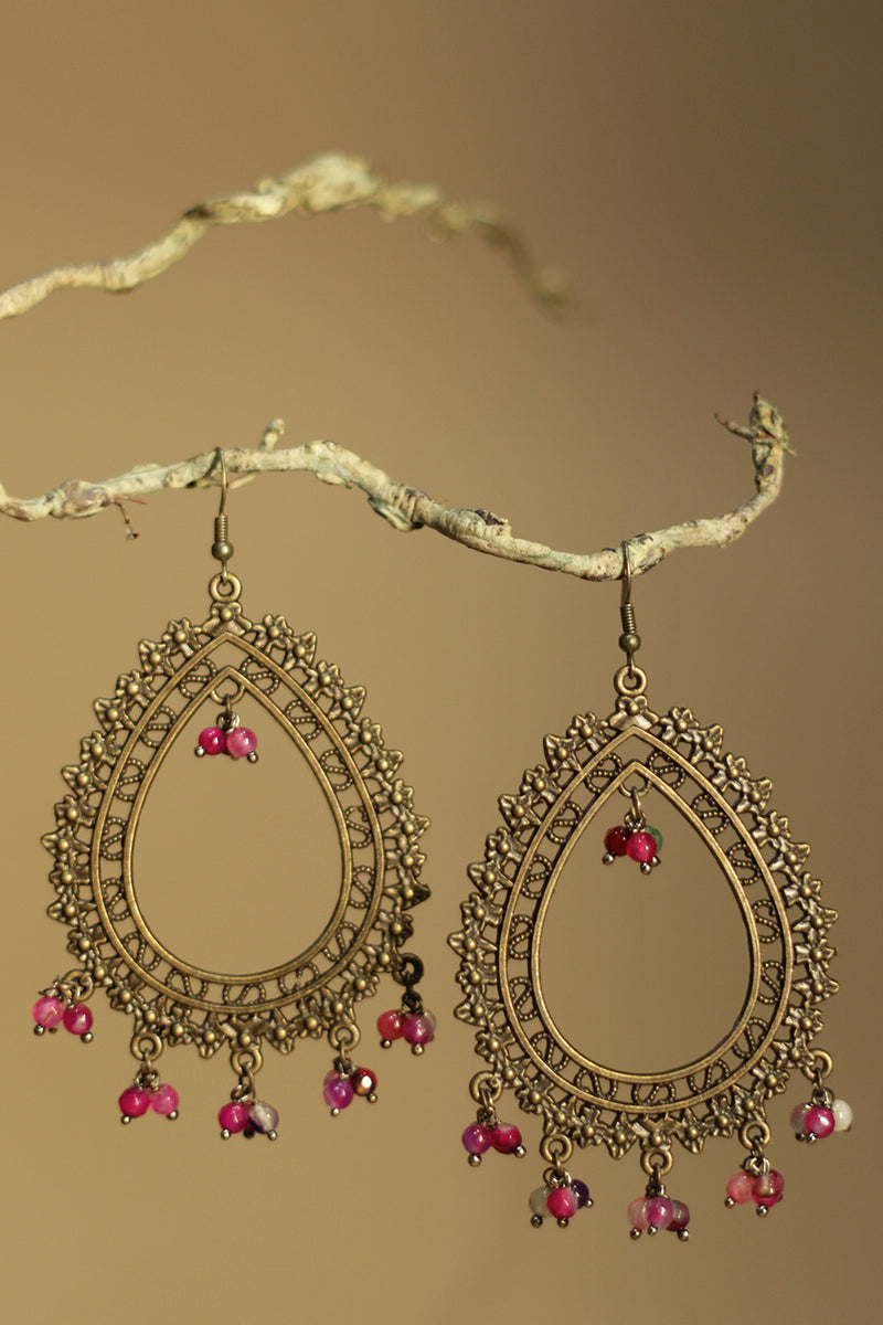Rimjhim | Beaded Earrings | Fuschia Pink