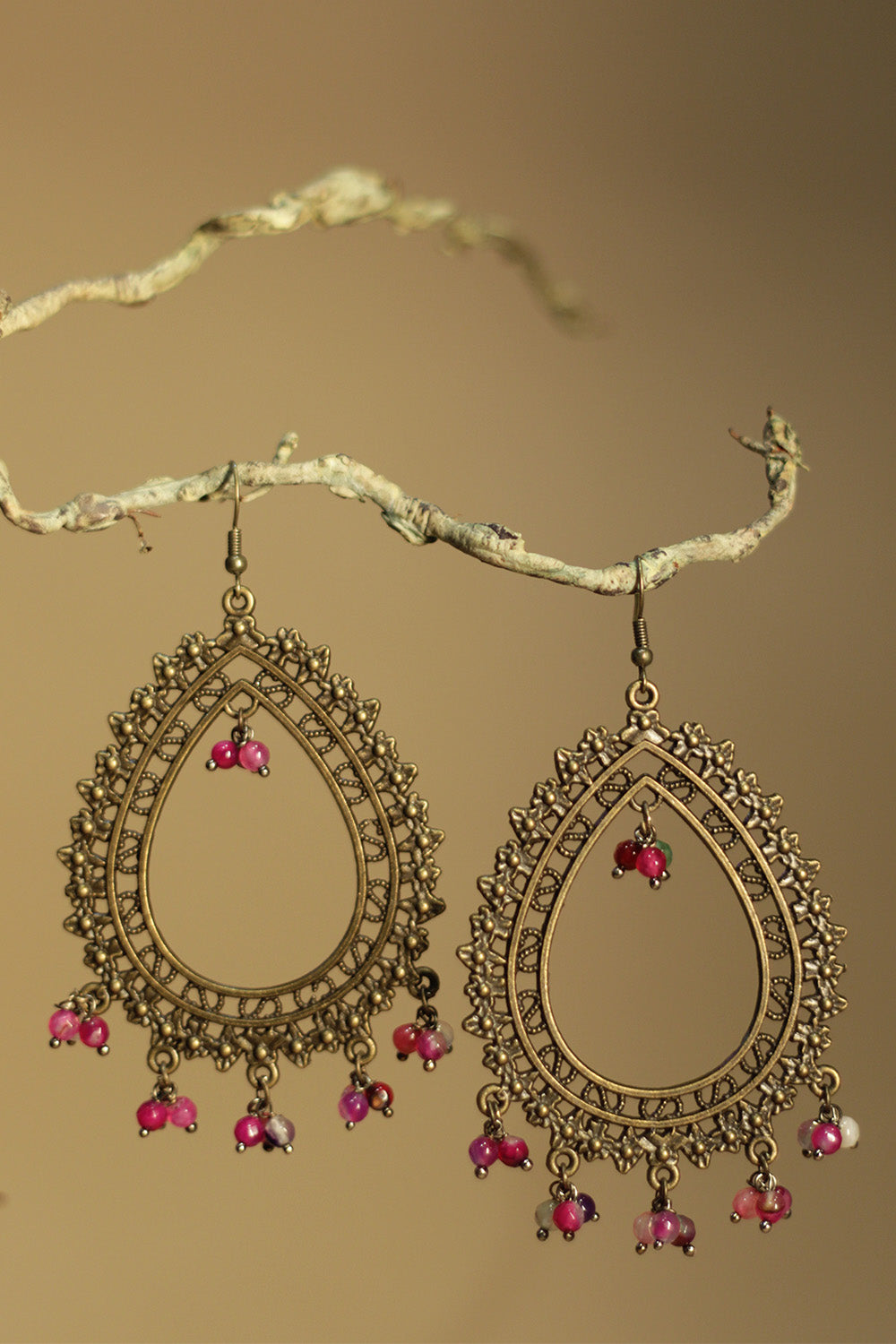 Rimjhim | Beaded Earrings | Fuchsia Pink