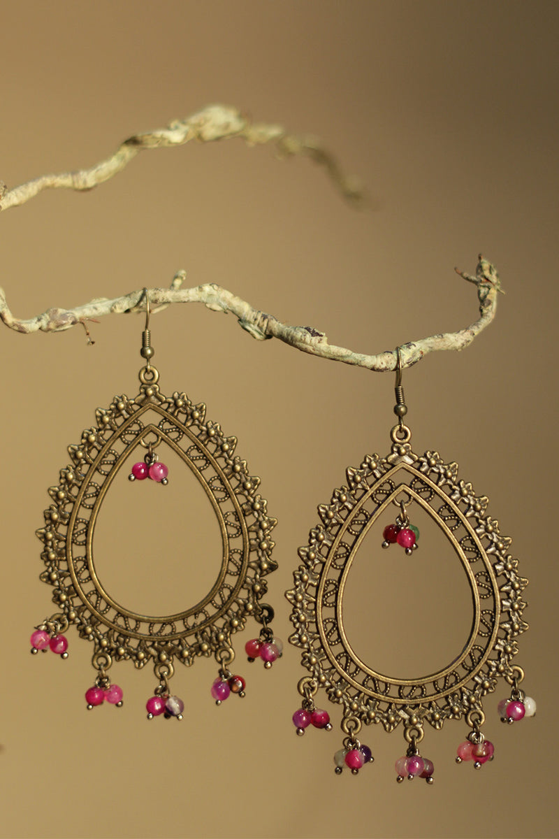 Rimjhim | Beaded Earrings | Fuschia Pink