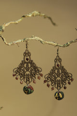 Nakshita | Classic Beaded Earrings | Deep Green Ajrakh